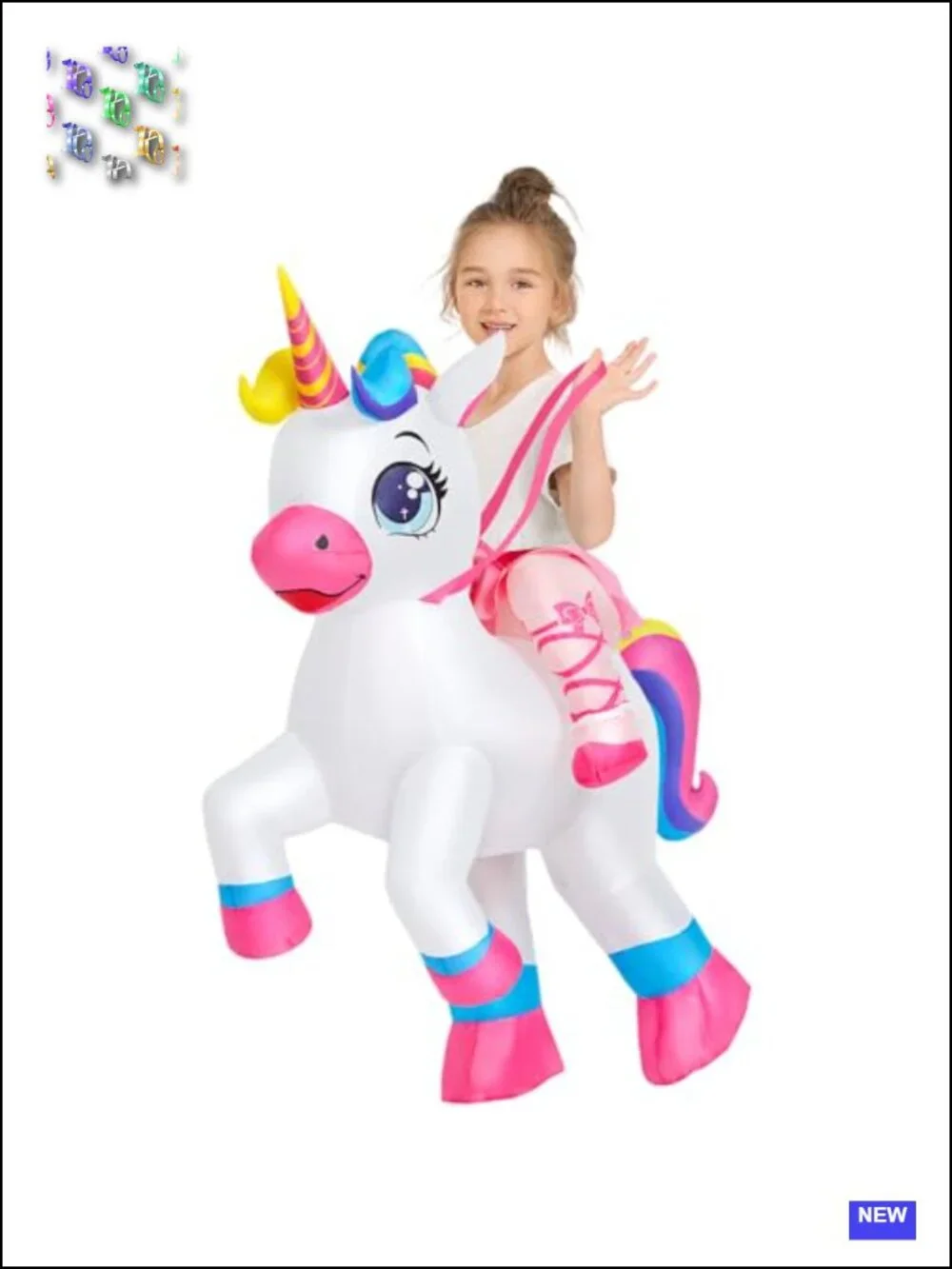Inflatable Unicorn Costume for Kids Blow Up Halloween Cosplay Party 4-6Y